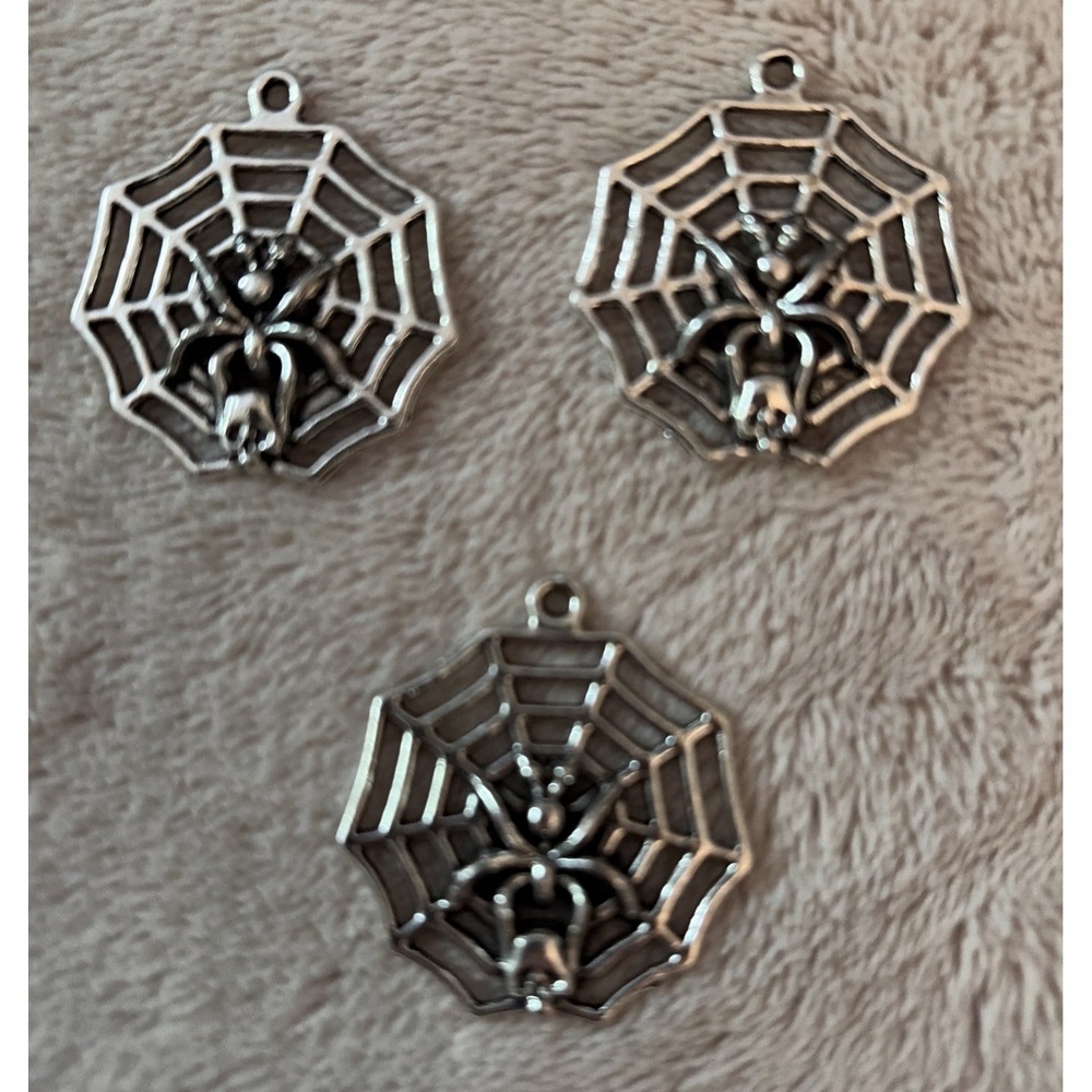 3 Pcs Silver Plated Spider Charms For Jewelry Making Necklace Bracelet Earrings